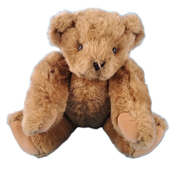 Vermont Jointed Teddy Bear Heart Tatoo And Logo In Eyes Brown Posable - Picture 1 of 12